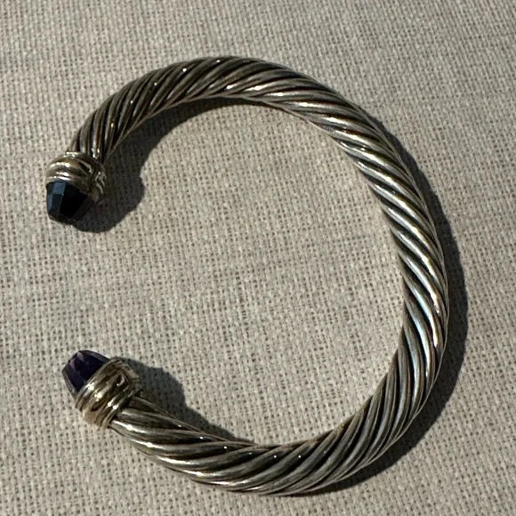 David Yurman cable classic cuff bracelet with Amethyst stones - Picture 2 of 16